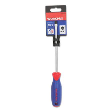 Workpro Straight-Handle Cushion-Grip Screwdriver, 1/4" Slotted Tip, 6" Shaft (24394485)