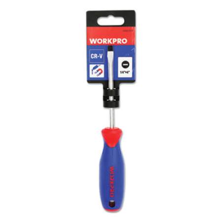 Workpro Straight-Handle Cushion-Grip Screwdriver, 1/4" Slotted Tip, 4" Shaft (W021013WE)