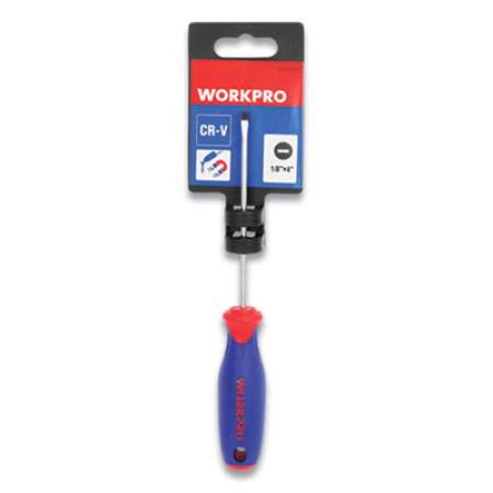 Workpro Straight-Handle Cushion-Grip Screwdriver, 1/8" Slotted Tip, 4" Shaft (24394497)