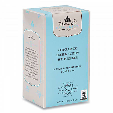 Premium Tea, Organic Earl Grey Supreme Black Tea, Individually Wrapped Tea Bags, 20/Box (HSF30686)
