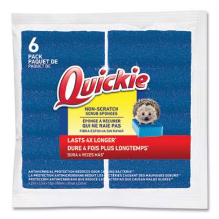 Quickie Non-Scratch Scrub Sponges, 4.25 x 2.5, Blue, 6/Pack (2836110)