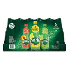 Perrier Sparkling Natural Mineral Water, Assorted, 8 Peach, 8 Lemon, 8 Lime, 16.9 oz Bottle, 24/Pack (24396911)