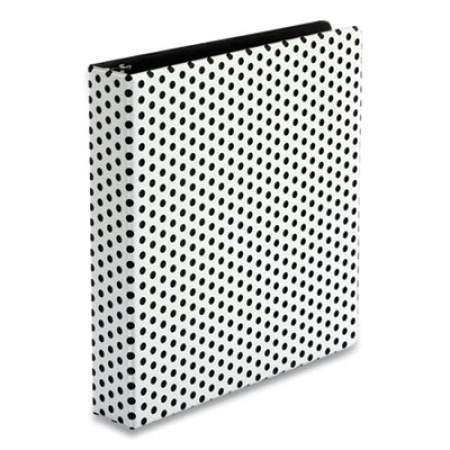 Oxford Punch Pop Fashion Binder, 3 Rings, 1.5" Capacity, 11 x 8.5, White/Black Polka Dot Design (24412308)