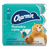 Flushable Wipes, 1-Ply, 5 x 7.2, Unscented, White, 40 Wipes/Tub, 4 Tubs/Pack (79619)