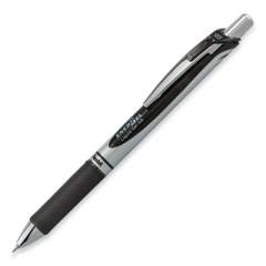 Pentel EnerGel RTX Gel Pen, Retractable, Extra-Fine 0.3 mm, Black Ink, Black/Silver Barrel, Dozen (BLN73A)