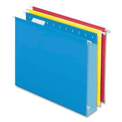 Pendaflex Colored Reinforced Hanging Folders, 2" Expansion, Letter Size, 1/5-Cut Tab, Assorted, 12/Box (445464)