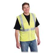 PIP ANSI Class 2 Four Pocket Zipper Safety Vest, Polyester Mesh, Hi-Viz Lime Yellow, X-Large (MVGZ4PLYXL)