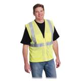 PIP ANSI Class 2 Four Pocket Zipper Safety Vest, Polyester Mesh, Hi-Viz Lime Yellow, Large (176850)