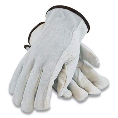PIP Top-Grain Leather Drivers Gloves with Shoulder-Split Cowhide Leather Back, Small, Gray (179957)