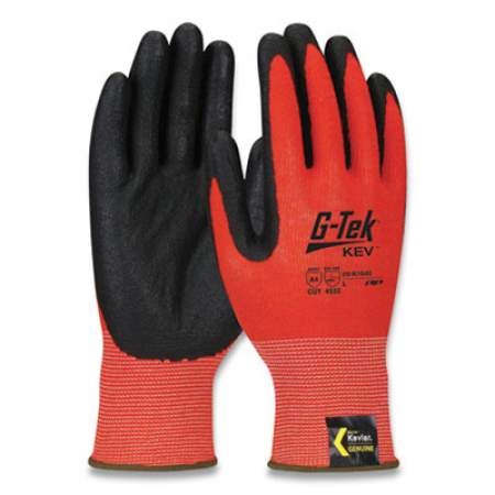 G-Tek KEV Hi-Vis Seamless Knit Kevlar Gloves, Large, Red/Black (09K1640L)