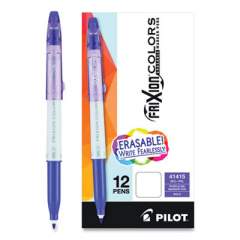 Pilot FriXion Colors Erasable Porous Point Pen, Stick, Bold 2.5 mm, Purple Ink, White Barrel, Dozen (2716375)