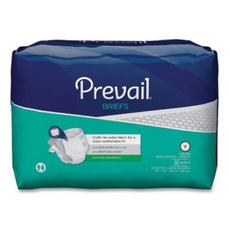 Prevail Briefs, Maximum Absorbency, Youth, 15" to 22" Waist, 96/Carton (2699294)