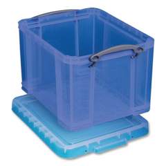 Really Useful Box Snap-Lid Storage Bin, 8.45 gal, 14" x 18" x 12.25", Transparent Blue (325786)