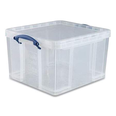 Really Useful Box Snap-Lid Storage Bin, 11.09 gal, 17.31" x 20.5" x 12.25", Clear/Blue (356554)