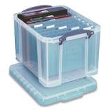 Really Useful Box Stackable File Box, Legal Files, 14.5 x 18.5 x 12.75, Clear/Blue Accents (32CL)