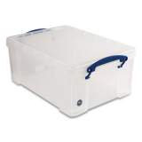 Really Useful Box Snap-Lid Storage Bin, 2.37 gal, 10.25" x 14.5" x 6.25", Clear/Blue, 4/Pack (9CPK4CB)