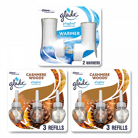 Plugin Scented Oil, Cashmere Woods, 0.67 oz, 2 Warmers and 6 Refills/Pack (323015)