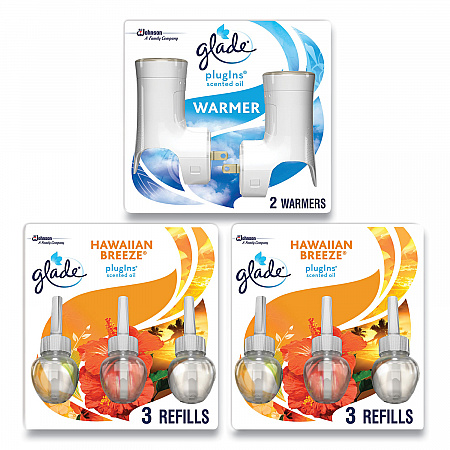 Plugin Scented Oil, Hawaiian Breeze, 0.67 oz, 2 Warmers and 6 Refills/Pack (319962)