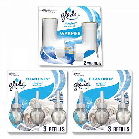 Plugin Scented Oil, Clean Linen, 0.67 oz, 2 Warmers and 6 Refills/Pack (319963)