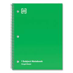 TRU RED One-Subject Notebook, Quadrille Rule, Green Cover, 10.5 x 8, 70 Sheets (132709)