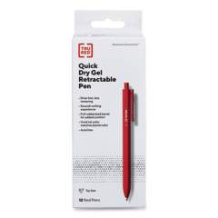TRU RED Quick Dry Gel Pen, Retractable, Medium 0.7 mm, Red Ink, Red Barrel, Dozen (24377032)