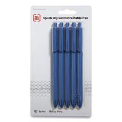 TRU RED Quick Dry Gel Pen, Retractable, Medium 0.7 mm, Blue Ink, Blue Barrel, 5/Pack (24377036)