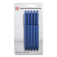 TRU RED Quick Dry Gel Pen, Retractable, Fine 0.5 mm, Blue Ink, Blue Barrel, 5/Pack (24377040)