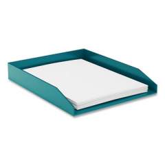 TRU RED Front-Load Stackable Plastic Document Tray, 1 Section, Letter Size Files, 9.8 x 12.24 x 1.75, Teal (24380404)