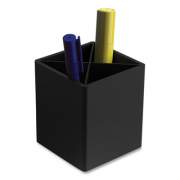 TRU RED Divided Plastic Pencil Cup, 3.31 x 3.31 x 3.87, Black (24380427)