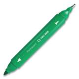 TRU RED Permanent Marker, Pen-Style Twin-Tip, Extra-Fine/Fine Bullet/Needle Tips, Green, Dozen (24417740)