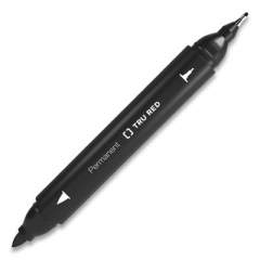 TRU RED Permanent Marker, Pen-Style Twin-Tip, Extra-Fine/Fine Bullet/Needle Tips, Black, Dozen (24417741)