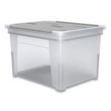 TRU RED Hanging-File Box with Fixed Winged-Lid, Letter/Legal Files, 14.2 x 17.5 x 11.1, Clear (24419980)