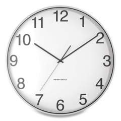 Union & Scale Essentials Round Aluminum Wall Clock, 15.7" Overall Diameter, Silver Case, 1 AA (sold separately) (24411460)