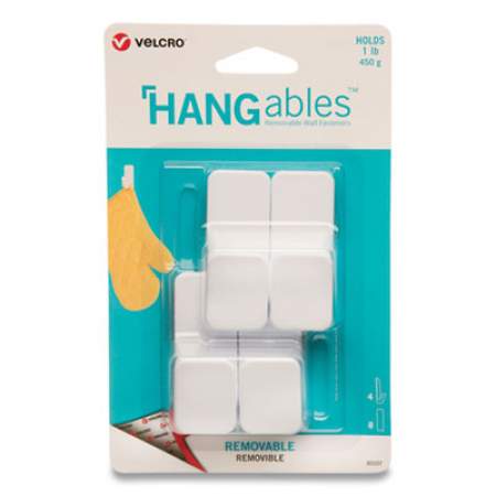 VELCRO HANGables Removable Wall Hooks, Small, 1 lb Capacity, White, 4 Hooks and 4 Fasteners (24357324)
