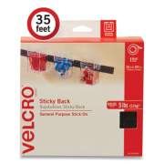 VELCRO Sticky-Back Fasteners, Removable Adhesive, 0.75" x 35 ft, Black (30168USA)