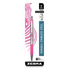 Zebra F-301 Ballpoint Pen, Retractable, Fine 0.7 mm, Black Ink, Stainless Steel/Pink Barrel (2717707)