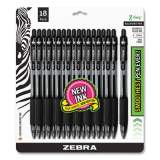 Zebra Z-Grip Ballpoint Pen, Retractable, Medium 1 mm, Black Ink, Clear Barrel, 18/Pack (22218)