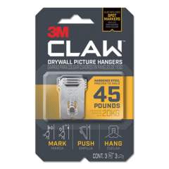 3M Claw Drywall Picture Hanger, Holds 45 lbs, 3 Hooks and 3 Spot Markers, Stainless Steel (3PH45M3ES)