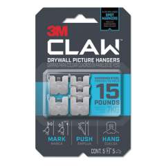 3M Claw Drywall Picture Hanger, Holds 15 lbs, 5 Hooks and 5 Spot Markers, Stainless Steel (3PH15M5ES)