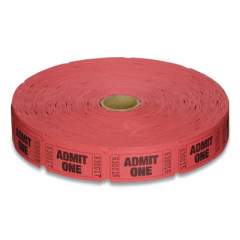Coin-Tainer Single Ticket Roll, Admit One, Red, 2,000/Roll (405116)