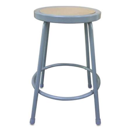 Alera Industrial Metal Shop Stool, Backless, Supports Up to 300 lb, 24" Seat Height, Brown Seat, Gray Base (IS6624G)