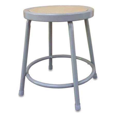 Alera Industrial Metal Shop Stool, Backless, Supports Up to 300 lb, 18" Seat Height, Brown Seat, Gray Base (IS6618G)