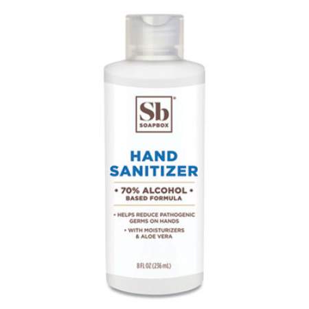 Soapbox Gel Hand Sanitizer, 8 oz Bottle with Dispensing Cap, Unscented, 24/Carton (77141CT)