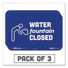 Tabbies BeSafe Messaging Education Wall Signs, 9 x 6,  "Water Fountain Closed", 3/Pack (29515)