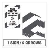 Tabbies BeSafe Carpet Decals, New Traffic Pattern For Your Safety; Please Follow The Signs, 12 x 18, White/Gray, 7/Pack (29203)