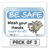 Tabbies BeSafe Messaging Education Wall Signs, 9 x 6, "Be Safe, Wash Your Hands, Count to 20", 3/Pack (29501)