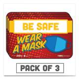 Tabbies BeSafe Messaging Education Wall Signs, 9 x 6,  "Be Safe, Wear A Mask", 3/Pack (29547)