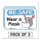 Tabbies BeSafe Messaging Education Wall Signs, 9 x 6,  "Be Safe, Wear a Mask", Rhinoceros, 3/Pack (29508)