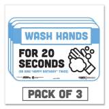 Tabbies BeSafe Messaging Education Wall Signs, 9 x 6,  "Wash Hands For 20 Seconds or Sing Happy Birthday Twice", 3/Pack (29541)