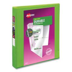 Avery Durable View Binder with DuraHinge and Slant Rings, 3 Rings, 1" Capacity, 11 x 8.5, Bright Green (585864)